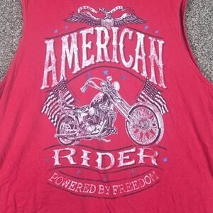 American Rider Muscle Tank Men XL Red Chopper Biker Graphic Sleeveless Tee